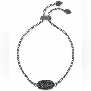 Kendra Scott Elaina Gunmetal Adjustable Chain Bracelet in Black Drusy